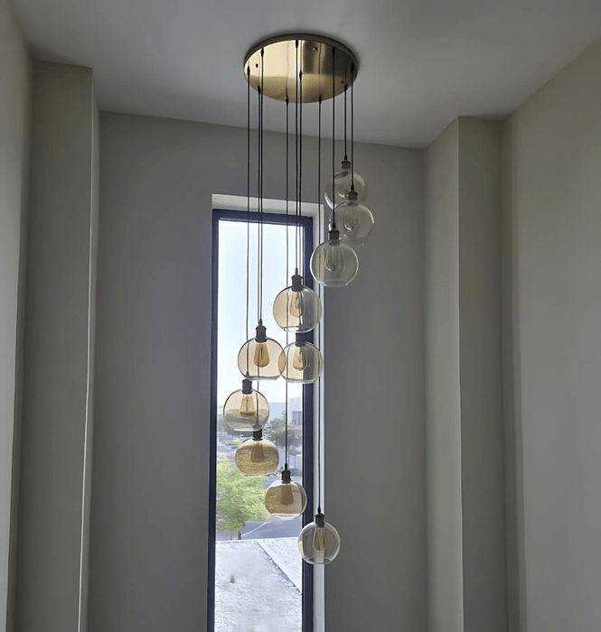 Glass Gold Multi Pendant Light