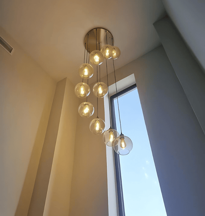 Glass Gold Multi Pendant Light