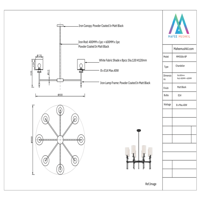 Knox Black Chandelier