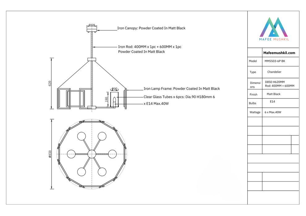 Maxwell Black Chandelier